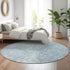 9' X 12' Sky Blue And Ivory Floral Washable Area Rug With UV Protection