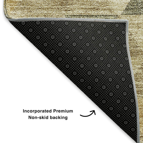9' X 12' Beige Red And Salmon Geometric Washable Area Rug With UV Protection