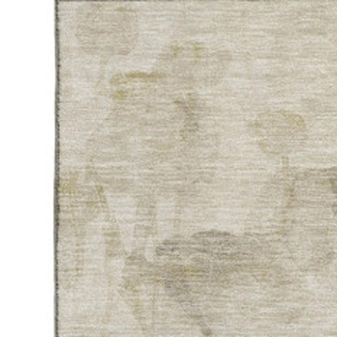 5' X 8' Beige Gray And Ivory Floral Washable Area Rug With UV Protection