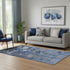 5' X 8' Blue Ivory And Gray Floral Washable Area Rug With UV Protection