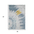 5' X 8' Blue Gold And Ivory Abstract Washable Area Rug With UV Protection