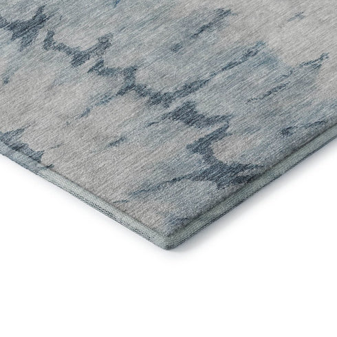 5' X 8' Blue Gold And Ivory Abstract Washable Area Rug With UV Protection