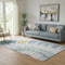 5' X 8' Blue Gold And Ivory Abstract Washable Area Rug With UV Protection