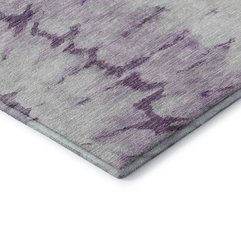 5' X 8' Purple Gold And Ivory Abstract Washable Area Rug With UV Protection