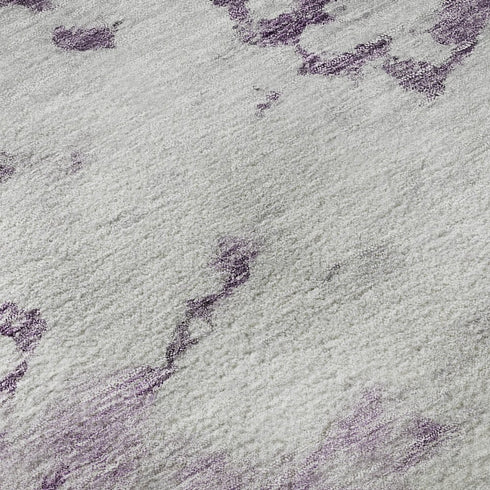 5' X 8' Purple Gold And Ivory Abstract Washable Area Rug With UV Protection