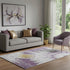 5' X 8' Purple Gold And Ivory Abstract Washable Area Rug With UV Protection