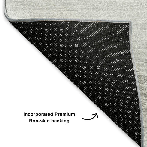 5' X 8' Silver Gold And Ivory Abstract Washable Area Rug With UV Protection