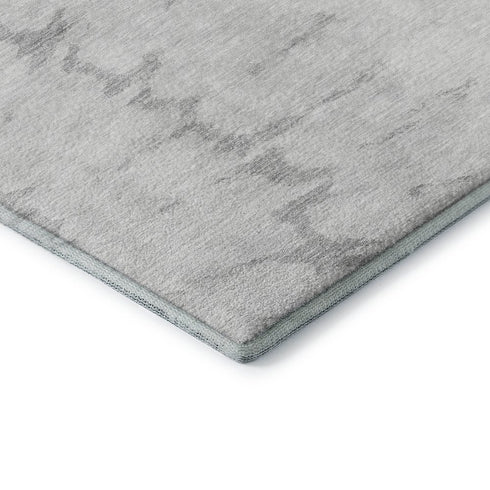 5' X 8' Silver Gold And Ivory Abstract Washable Area Rug With UV Protection