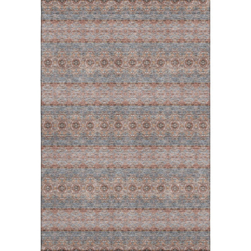 3' X 5' Chili Red Gray And Ivory Floral Medallion Washable Area Rug With UV Protection