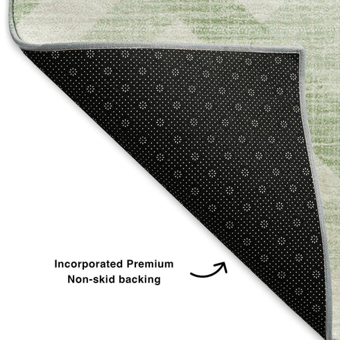 5' X 8' Mint Green And Ivory Geometric Washable Area Rug With UV Protection