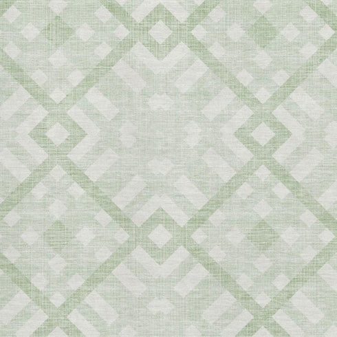 5' X 8' Mint Green And Ivory Geometric Washable Area Rug With UV Protection