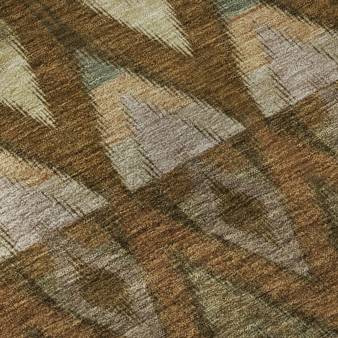 5' X 8' Brown Sage And Beige Southwestern Washable Area Rug With UV Protection