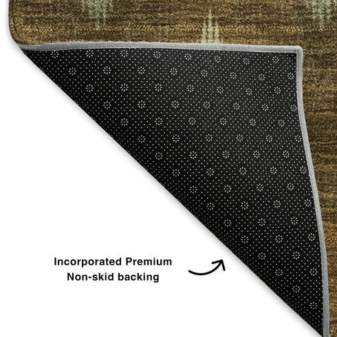 8' X 10' Brown Sage And Beige Southwestern Washable Area Rug With UV Protection
