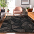 9' X 12' Black And Ivory Geometric Washable Area Rug With UV Protection