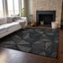 9' X 12' Black And Ivory Geometric Washable Area Rug With UV Protection