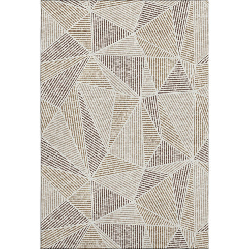 8' X 10' Brown And Beige Geometric Washable Area Rug With UV Protection