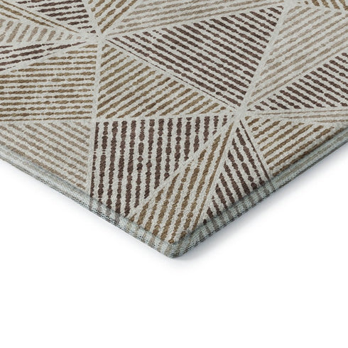 8' X 10' Brown And Beige Geometric Washable Area Rug With UV Protection