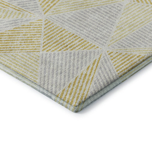 5' X 8' Gold And Gray Geometric Washable Area Rug With UV Protection