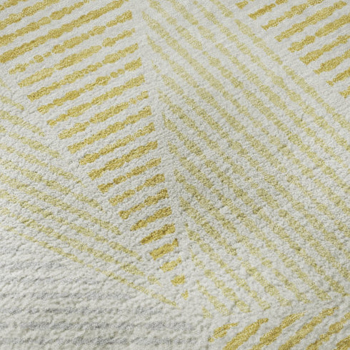 5' X 8' Gold And Gray Geometric Washable Area Rug With UV Protection