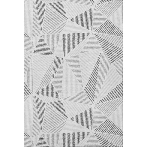 8' X 10' Gray And Silver Geometric Washable Area Rug With UV Protection