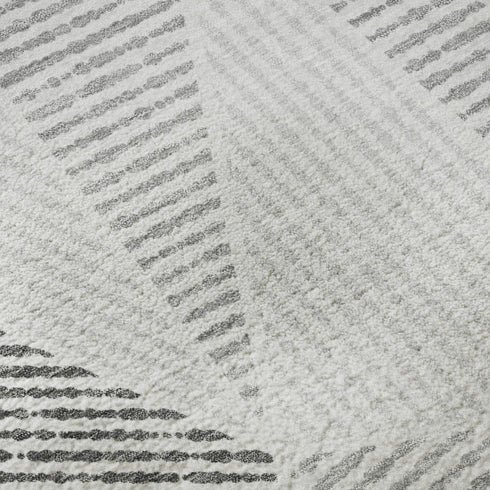 9' X 12' Gray And Silver Geometric Washable Area Rug With UV Protection