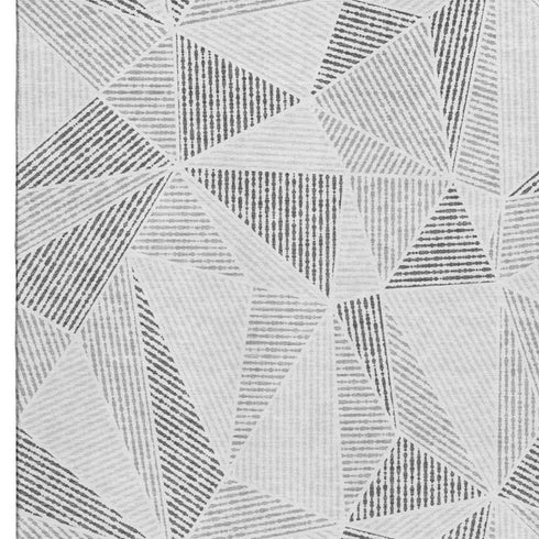 9' X 12' Gray And Silver Geometric Washable Area Rug With UV Protection