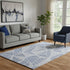 5' X 8' Navy Blue And Ivory Geometric Washable Area Rug With UV Protection