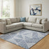 8' X 10' Navy Blue And Ivory Geometric Washable Area Rug With UV Protection