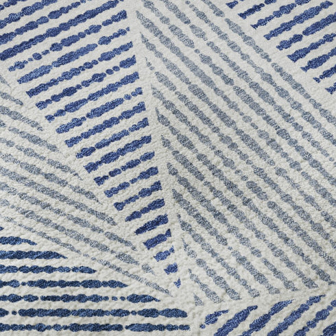 8' X 10' Navy Blue And Ivory Geometric Washable Area Rug With UV Protection