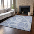 8' X 10' Navy Blue And Ivory Geometric Washable Area Rug With UV Protection