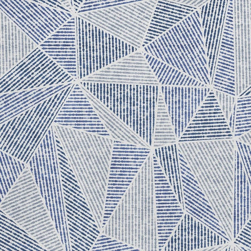 8' X 10' Navy Blue And Ivory Geometric Washable Area Rug With UV Protection
