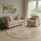 8' Terra Cotta And Beige Geometric Washable Round Rug With UV Protection