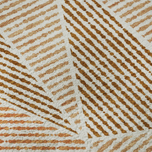 8' Terra Cotta And Beige Geometric Washable Round Rug With UV Protection