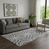 5' X 8' Black Ivory And Gold Geometric Washable Area Rug With UV Protection
