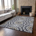 9' X 12' Black Ivory And Gold Geometric Washable Area Rug With UV Protection