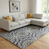 9' X 12' Black Ivory And Gold Geometric Washable Area Rug With UV Protection
