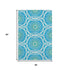5' X 8' Blue Ivory And Olive Green Geometric Washable Area Rug With UV Protection
