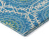 8' Blue Ivory And Olive Green Geometric Washable Round Rug With UV Protection