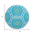 8' Blue Ivory And Olive Green Geometric Washable Round Rug With UV Protection