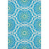 8' X 10' Blue Ivory And Olive Green Geometric Washable Area Rug With UV Protection