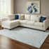 8' X 10' Denim Blue And Ivory Geometric Washable Area Rug With UV Protection