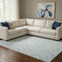9' X 12' Denim Blue And Ivory Geometric Washable Area Rug With UV Protection