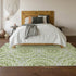8' X 10' Green And Ivory Geometric Washable Area Rug With UV Protection