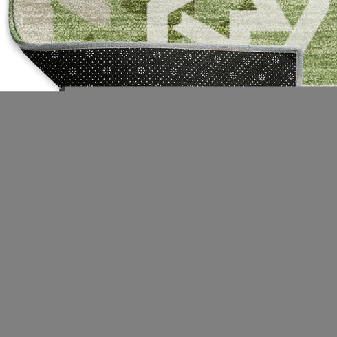 9' X 12' Green And Ivory Geometric Washable Area Rug With UV Protection