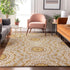 9' X 12' Gold And Ivory Geometric Washable Area Rug With UV Protection