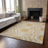 9' X 12' Gold And Ivory Geometric Washable Area Rug With UV Protection