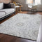 9' X 12' Gray And Ivory Geometric Washable Area Rug With UV Protection