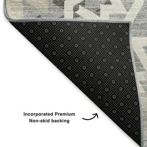 9' X 12' Gray And Ivory Geometric Washable Area Rug With UV Protection