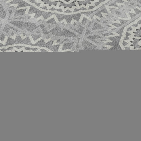 9' X 12' Gray And Ivory Geometric Washable Area Rug With UV Protection