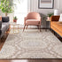 9' X 12' Ivory And Gray Geometric Washable Area Rug With UV Protection